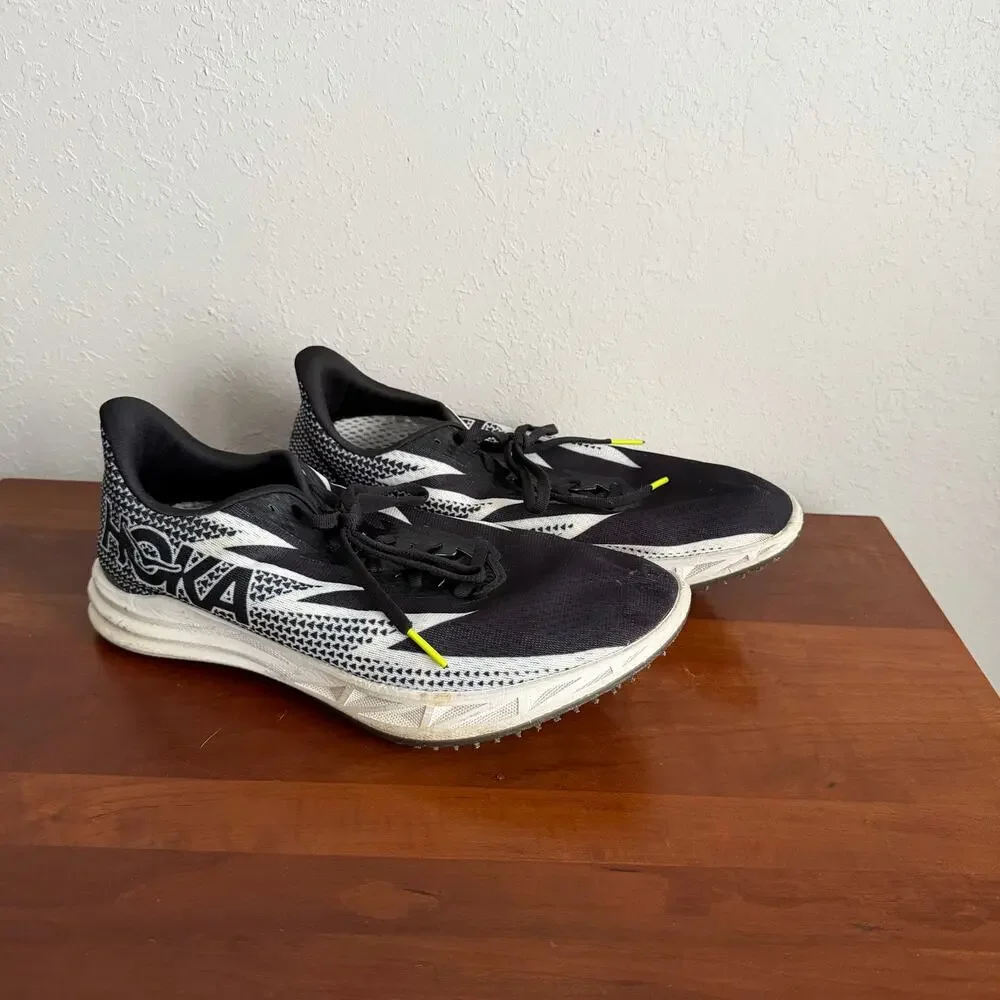 Hoka One One Crescendo MD Black White Athletic Sneaker w/ Spikes Womens 11